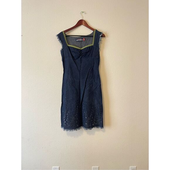 Y2k Roxy denim mini dress with raw hem details size small - Picture 6 of 6